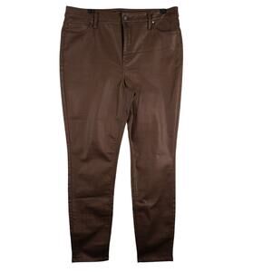 Simply Vera Wang Women's 16 High Rise Coated Skinny Jeans Metallic Brown Stretch